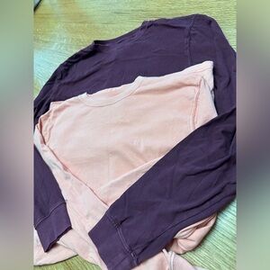 AMERICAN EAGLE BUNDLE GUC 2 long sleeve cotton t’sin pink and purple size MED
